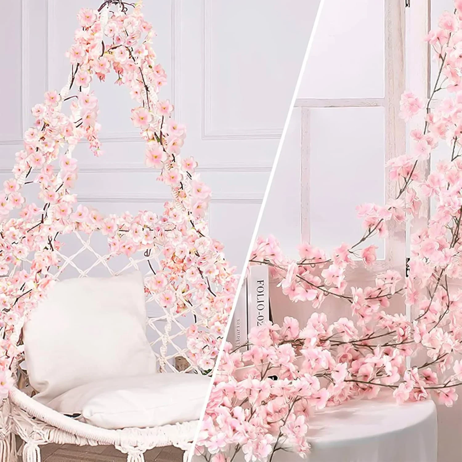 180CM Artificial Sakura Flowers Vine Wedding Garden Yard Arch Home Room Decora Valentine's Day Bridal Fake Silk Scrapbook Plants