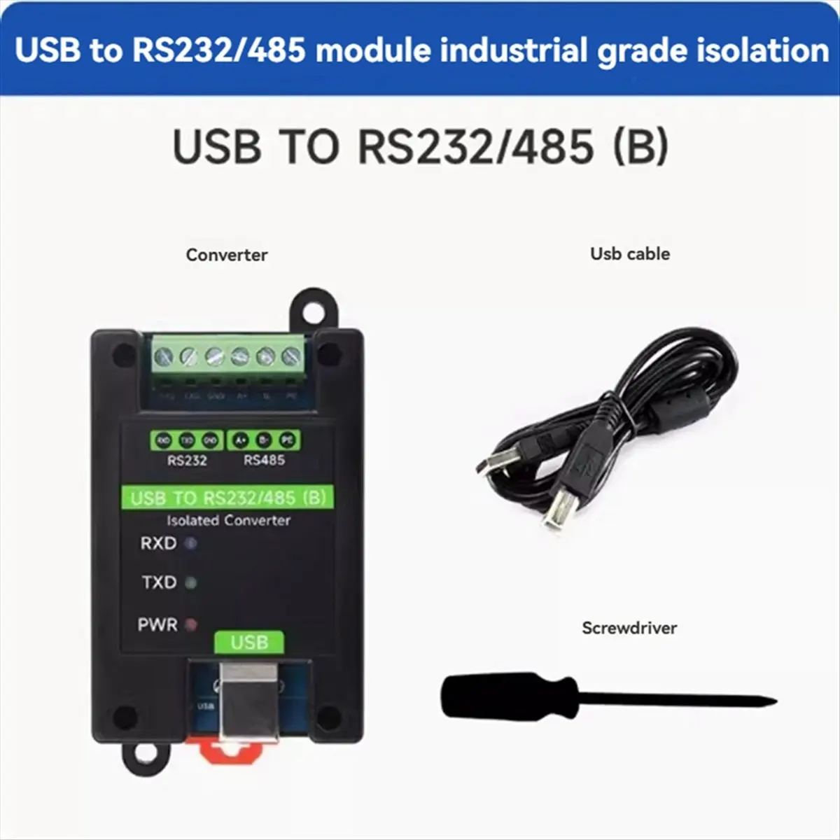 #02K USB to RS232/485 Converter,USB to RS232/485 (B) Industrial Isolated Converter (ABS)