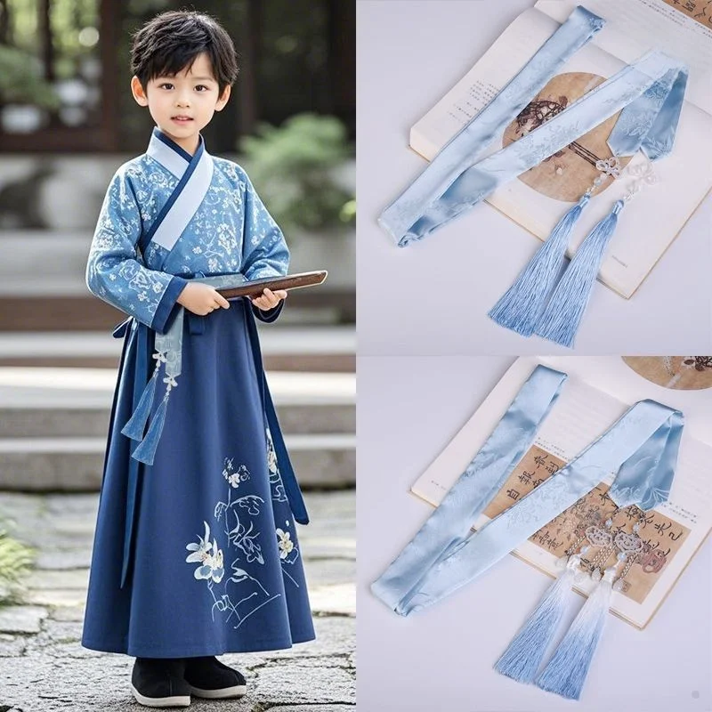 

Пояс в повседневном стиле для мальчиков в древнекитайском стиле, с круглым вырезом, с кисточками, аксессуар для ханьфу, бренд Fly Blue Valley