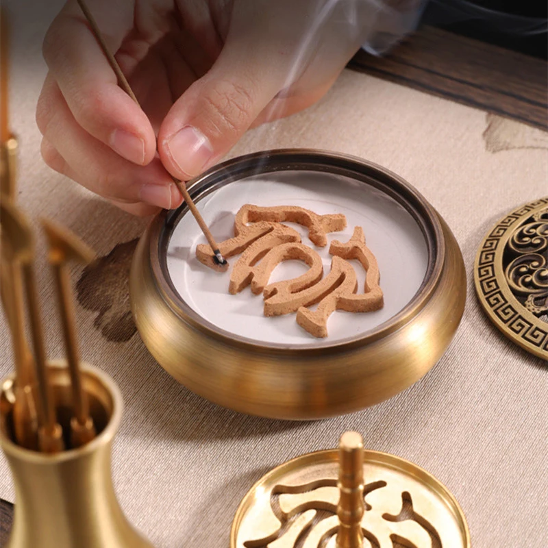 Pure Copper Incense Road Suit DIY Incense Seal Script Sandalwood Home Hand Fragrance Powder Making Tools Incense Burner Supplies