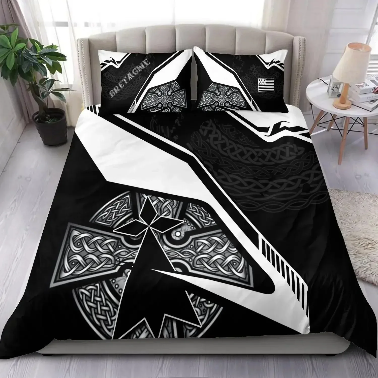 Viking Dragon & Claddagh Cross Celtic Bedding Set Boys Girls Twin Queen Size Duvet Cover Pillowcase Bed Boys Adult Fashion