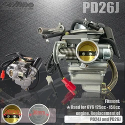 26mm Motorcycle PD26J Carburetor With Electric Choke For Honda GY6 125cc 150cc Scooter ATV 4 Stroke Pit Accessories Motocross