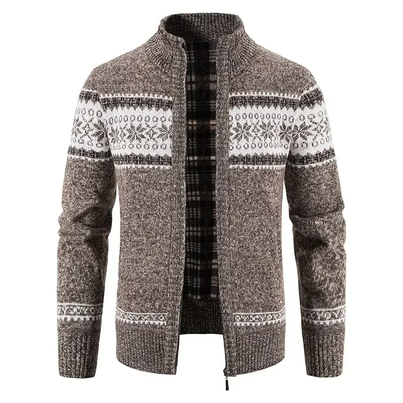 Man Clothes Coat Jacket Knitted Sweaters for Men Graphic Print Collared Beige Cardigan Over Fit Knit Tops New in Pull Oversize X