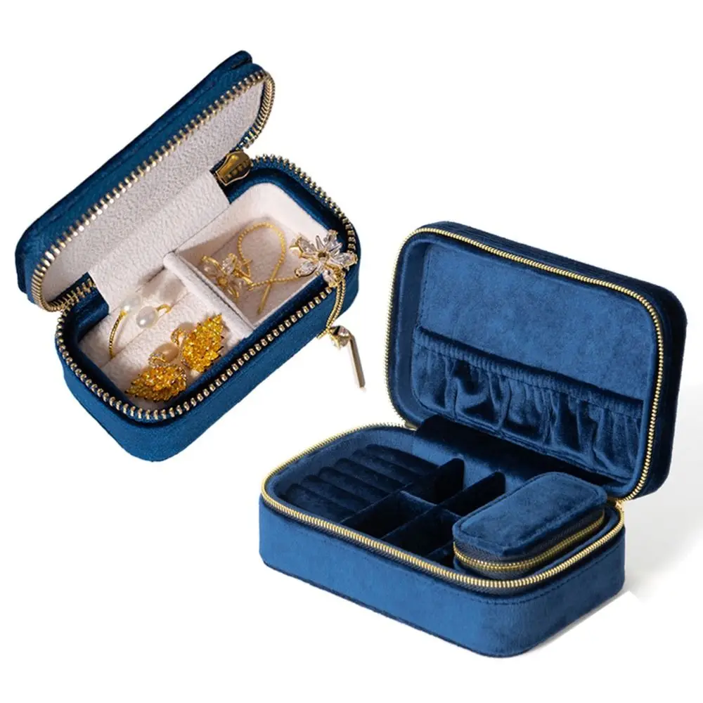 Detachable Velvet Jewelry Organizer Box Dust-proof Small Box Travel Jewelry Case Comfortable Touch Thicken Jewelry Display Tray