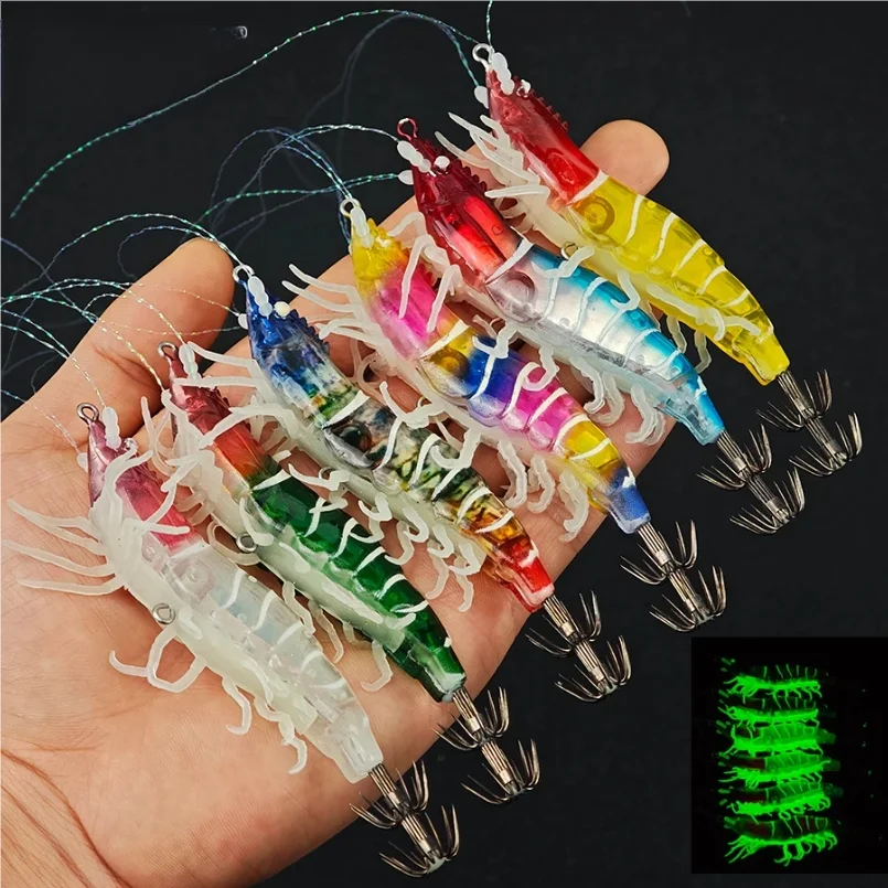 

Ackibbik 1pc Simulation Shrimp Fishing Lure Glow Shrimp Prawn Lure Saltwater Cuttlefish Fishing Accessories Shrimp Lure