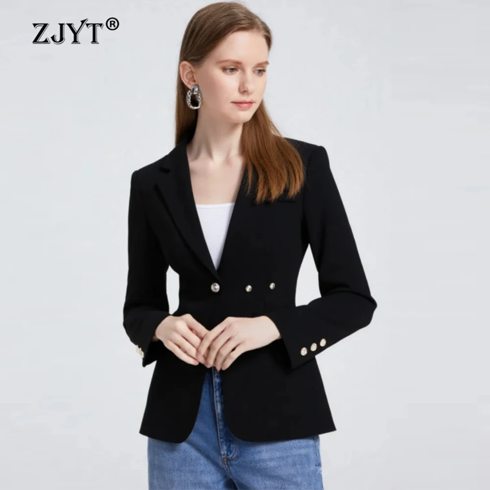 

Женский пиджак ZJYT: Новинка весны, модный блейзер в корейском стиле, черная верхняя одежда для офиса, элегантный повседневный топ