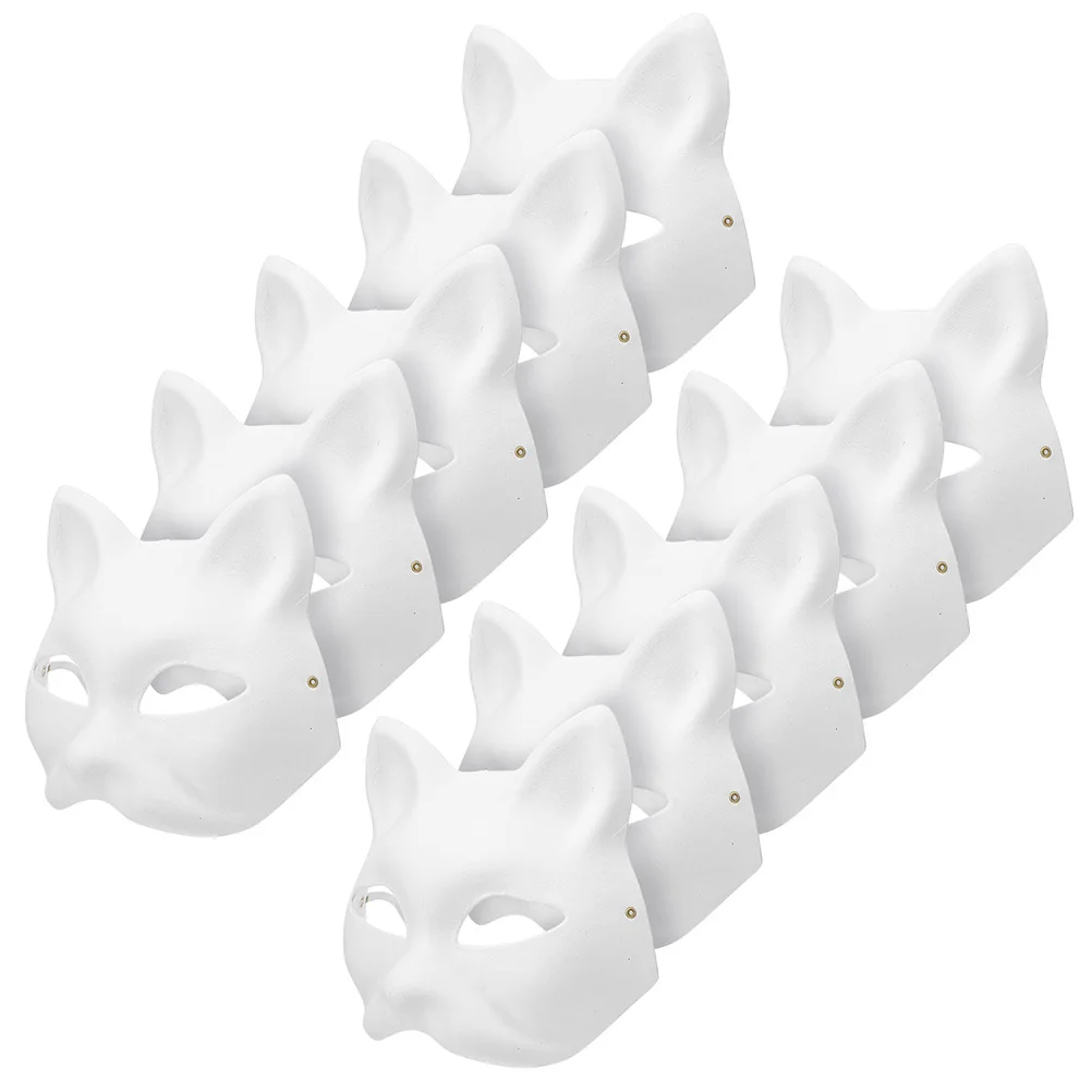 

24Pcs Blank Cat Mask Paper DIY Hand Painted Masquerade Cosplay Halloween Masks Cat Mask Animal Masks