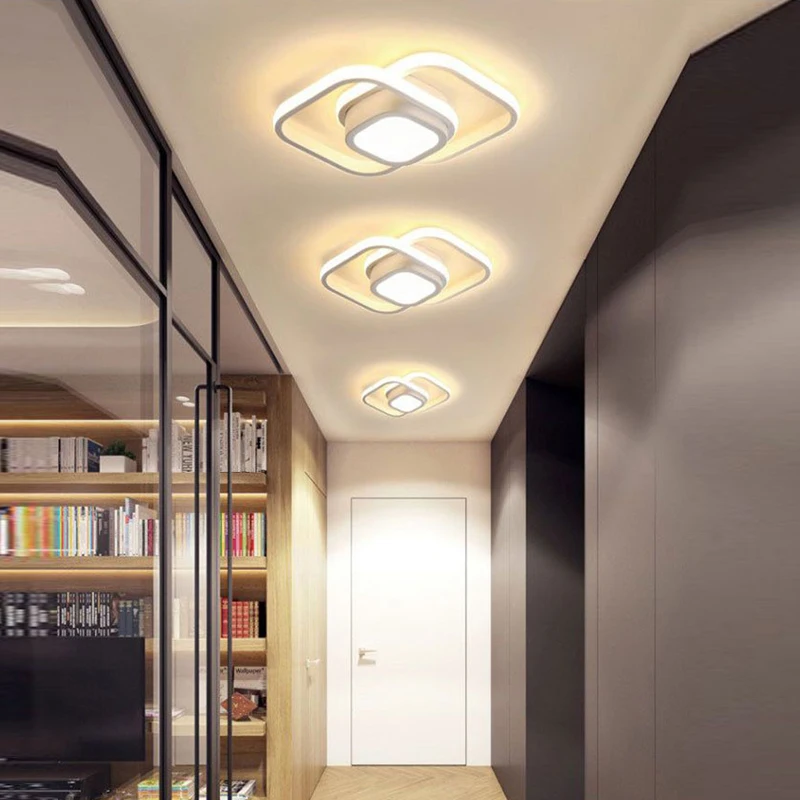 Black Gold LED Ceiling Lights Ceiling Lamp with RC for Corridor Aisle Entrance Indoor LED Chandelier Lighting Fixtures