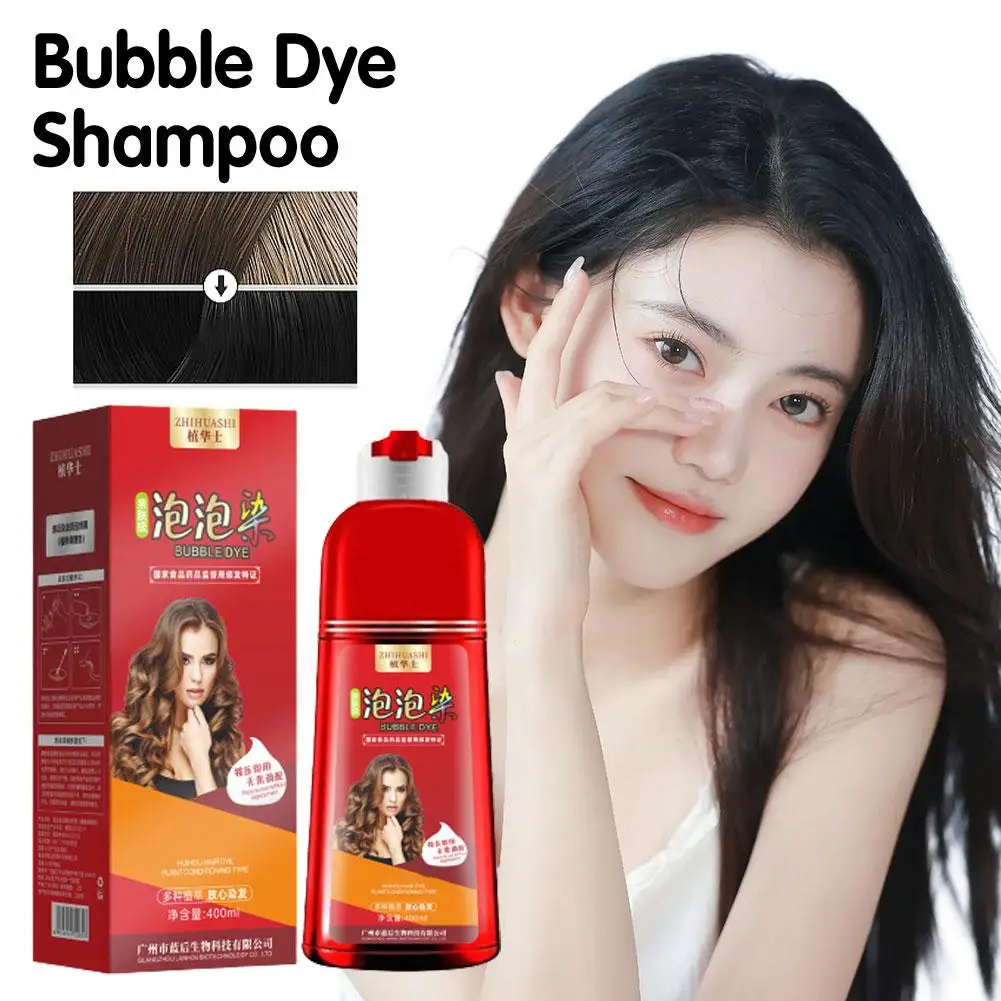 Botella roja grande de 400ml para tinte de cabello Natural puro, champú para tinte de cabello en crema, no irritante, O3B9