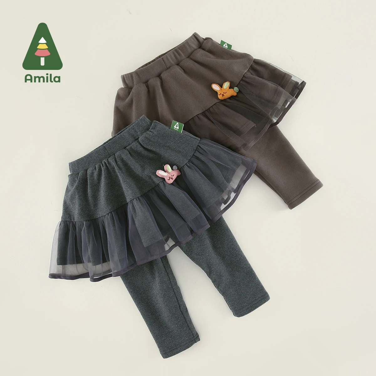 Amila Baby Girl Pant 2024 Autumn Winter New Girls Casual Versatile Princess Mesh Skirt Pants Fashion Children Clothes