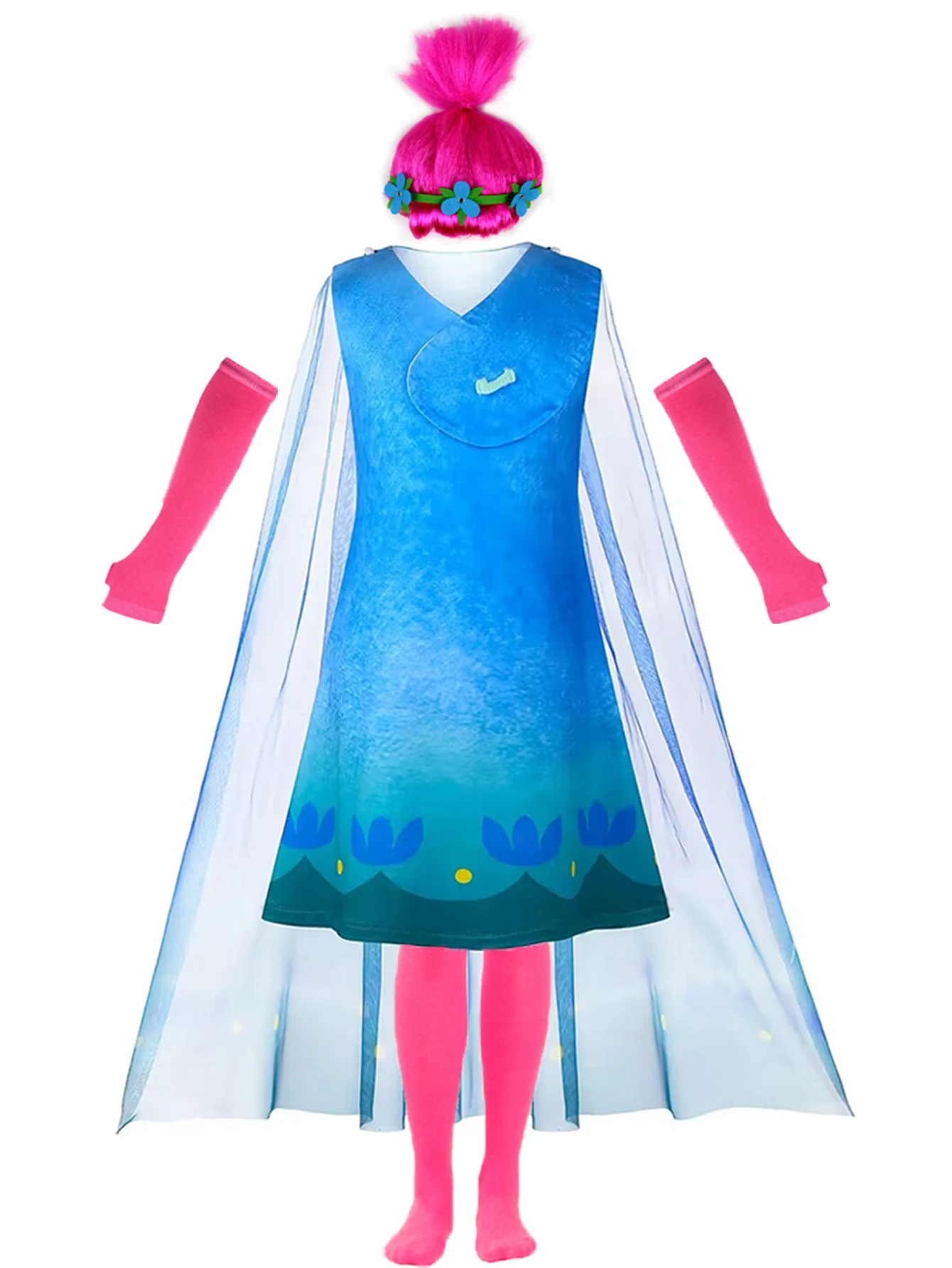 Костюм для косплея с маком для девочек, платье, летний Хэллоуин, детский кружевной плащ с маком, платье принцессы, маскировочное вечерние платье-туника + парик + носки