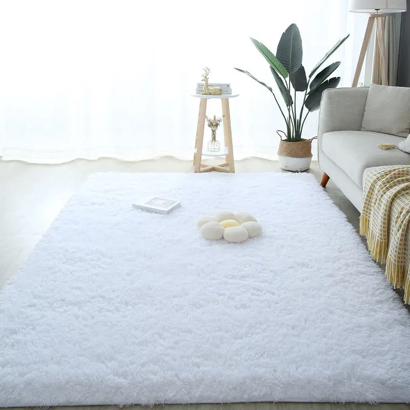 Thick Fluffy Carpets For Living Room Decor Bedside Rug Warm Plush Floor Mats Children's Room Play Mats Silkly Furry White Carpet