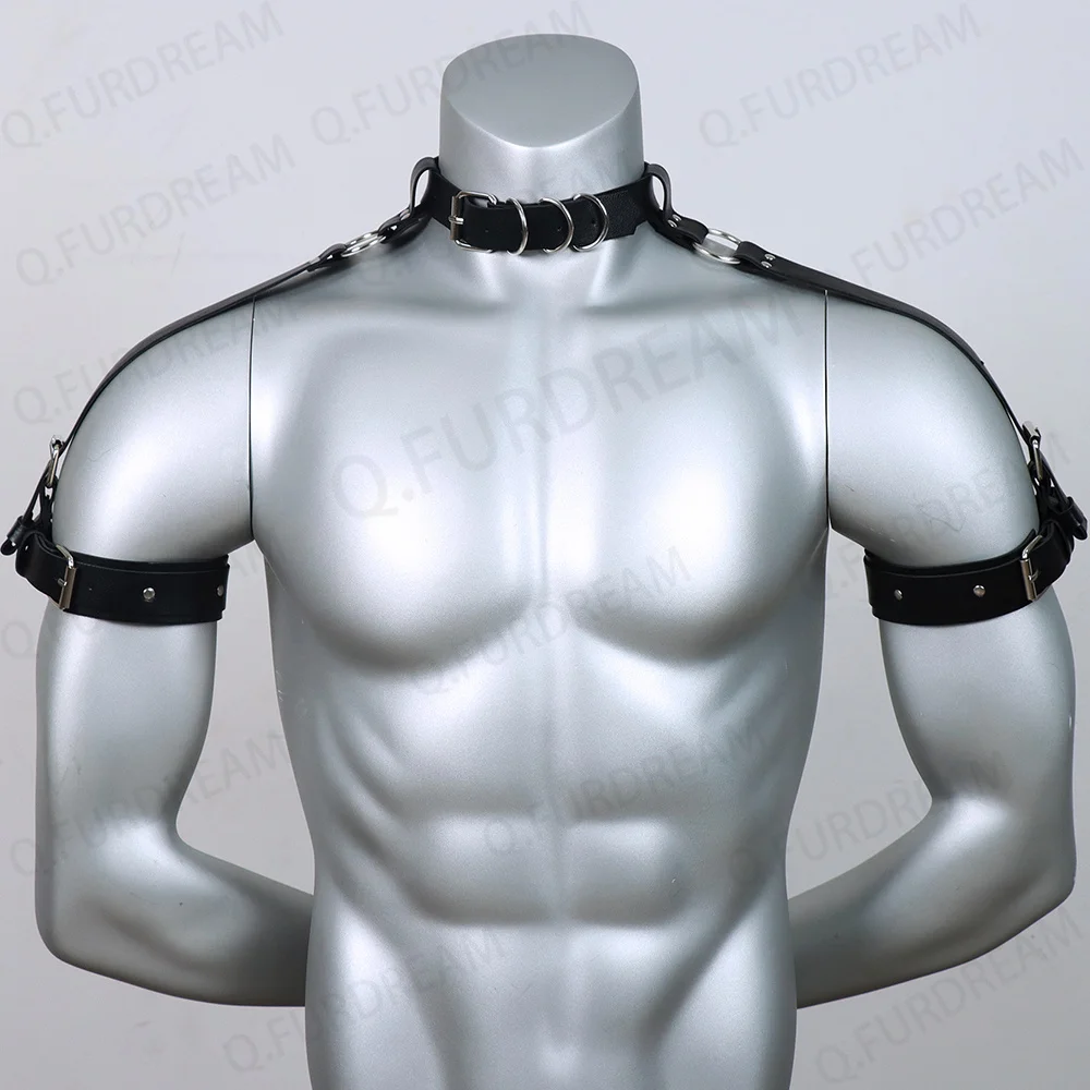 Sexy Men\'s Harness Pu Leather Gay Chest Harness Bdsm Bondage Black Leather Cage Lingerie Punk Rave Erotic Costume Clubwear