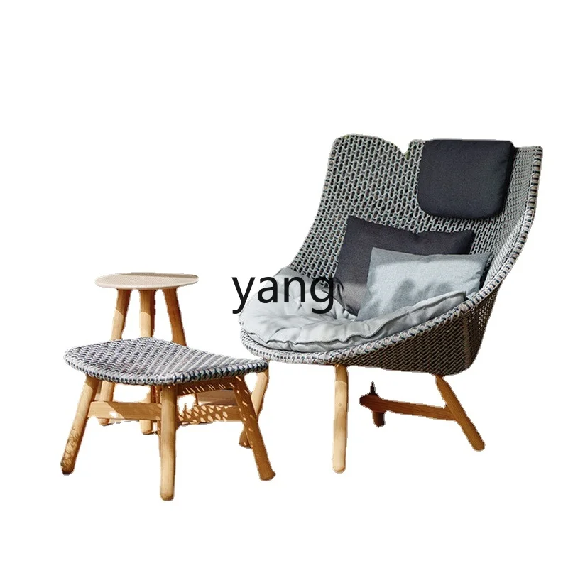 

Yjq Outdoor Sofa Courtyard Rattan Sofa Hotel Creative Single Sofa Table and Chair Balcony