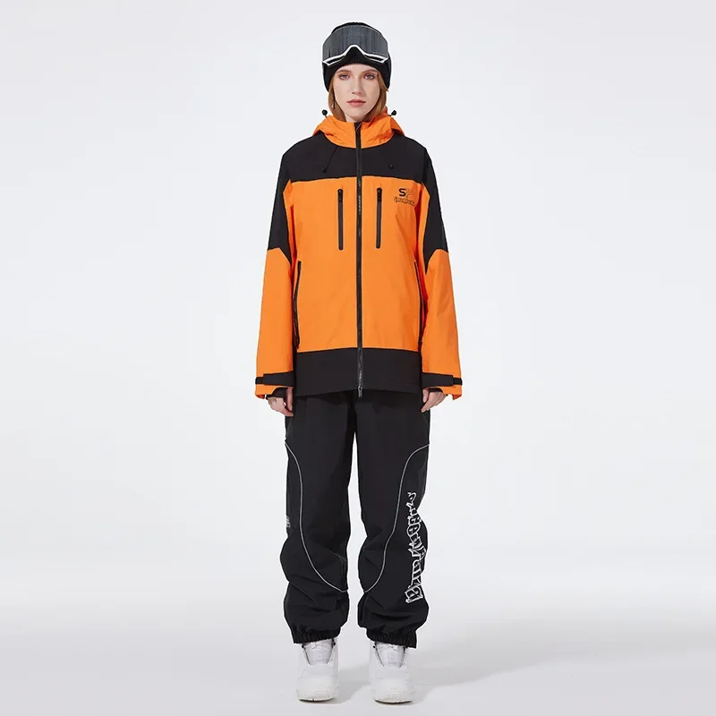 

2025 Новый лыжный костюм для пары, женские уличные свободные лыжные костюмы на молнии, мужские однобортные теплые ветрозащитные износостойкие лыжные костюмы