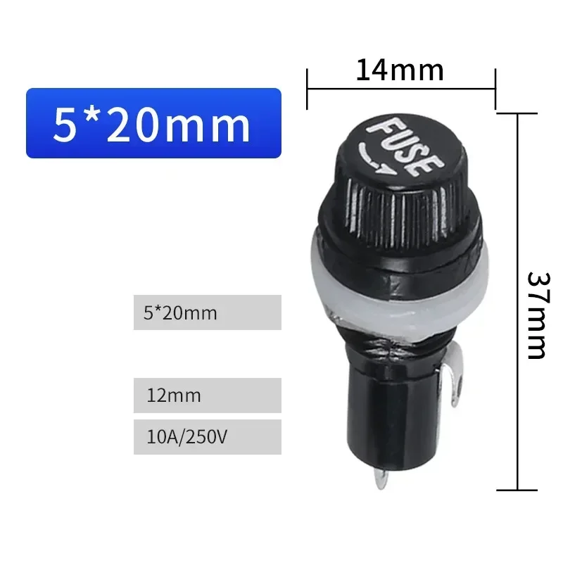 50PCS 5*20mm 6*30mm Glass Fuse Holders 5x20 6x30 Insurance Tube Socket Fuse Holder For Insurance Panel Mount Fuse Holder