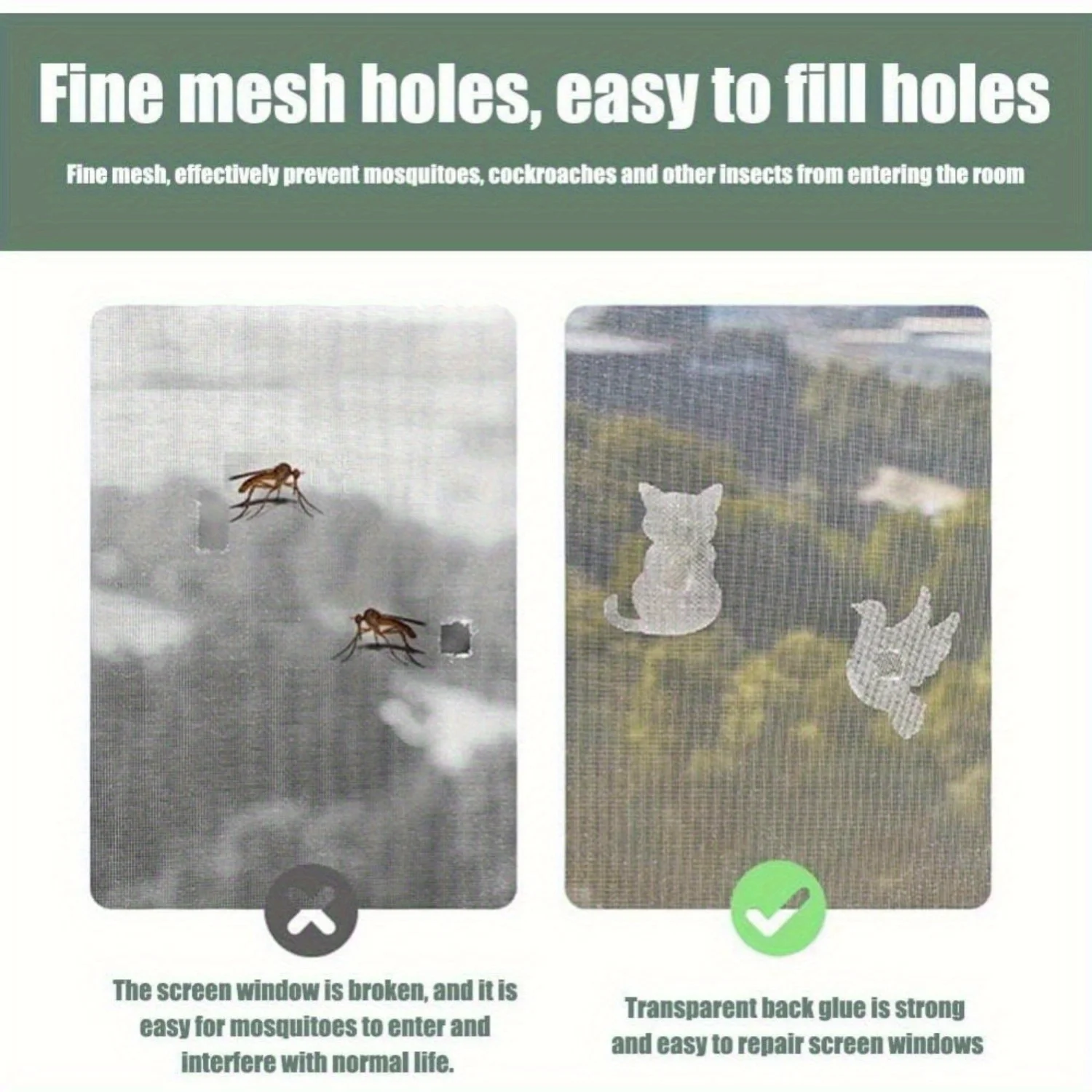 12PCS Self Adhesive Cartoon Mosquito Net Repair Tape Magic Sticker for Window Screen Hole Patch Cute Design