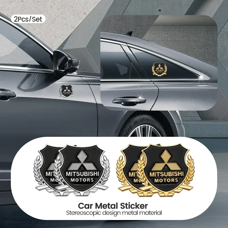

3D Metal Car Emblem Stickers 2 PCS For Mitsubishi Outlander, ASX, Eclipse Cross, Pajero Side Trunk Door Window Decoration