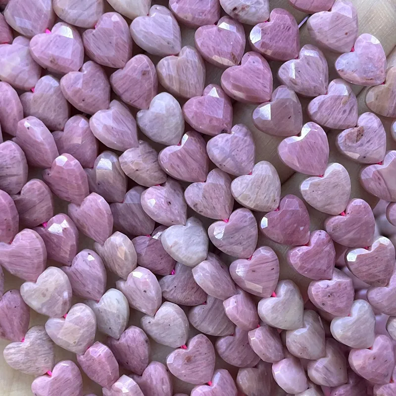8 mm facettierte Herzperlen aus natürlichem Rhodonit, lose Spacer-Perlen für die Schmuckherstellung, DIY-Ohrringe, Armbänder, Halsketten, Zubehör – Detail 1
