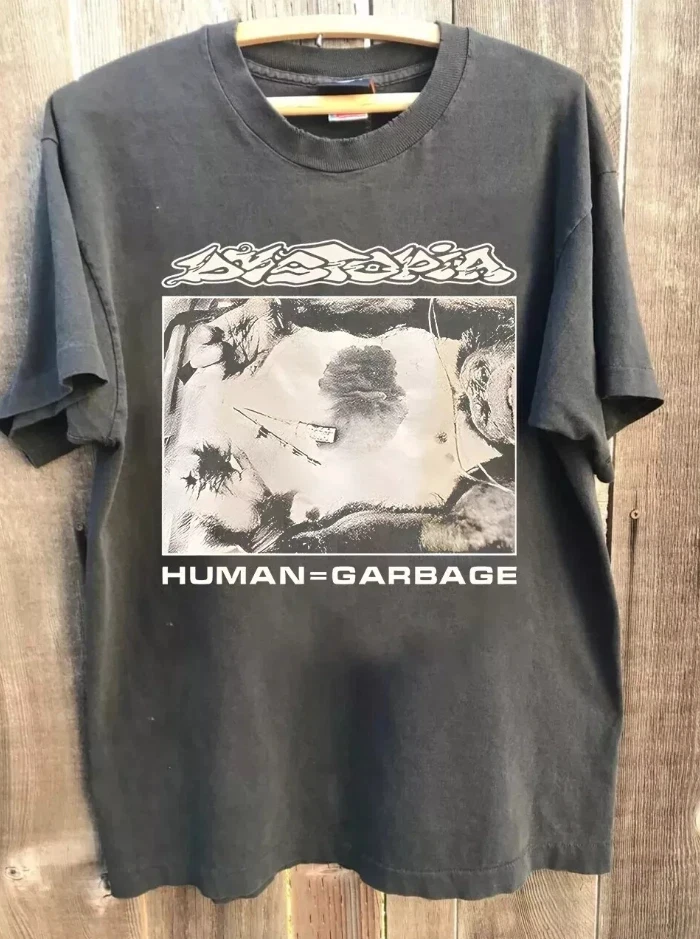 Dystopia Human Garbage Crust Punk Album T-shirt Unisex Couple All-Season T-shirt  graphic t shirts vintage harajuku t shirt
