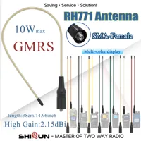 RH771 Dual-Band GMRS Antenna SMA-Female Soft Walkie talkie Antenna Multi Colors 136-174mhz 400-520mhz Long Range For RT-490 RT68