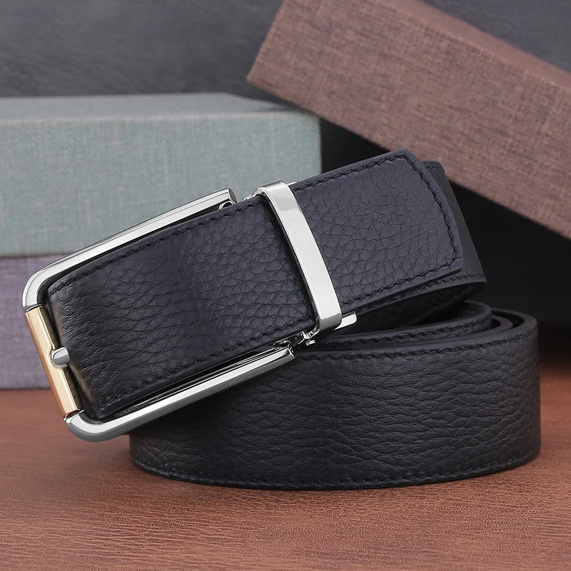 Fancy Vintage Jeans Leather Pin Buckle Belts Men Genuine Leather Leisure Luxury Fashion High Quality Formal Wear Ceinture Homme