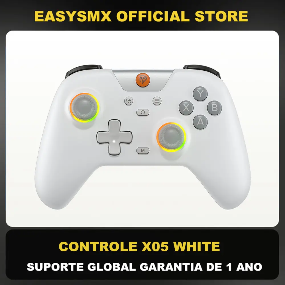 EasySMX X05 Controle PC Sem Fio Gamepad Bluetooth Controlador de Jogos Compatível com PC/Celular/Switch/ Steam Gamer, Luz RGB, Efeito Hall
