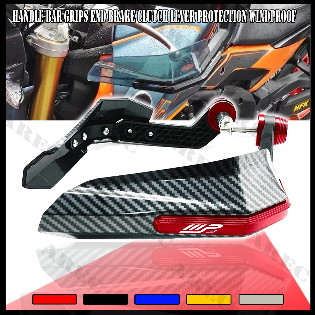 Für PIAGGIO MP3 300 400 500 Carbon Faser Muster Motorrad Griff Bar Griffe End Bremse Kupplung Hebel Schutz Winddicht