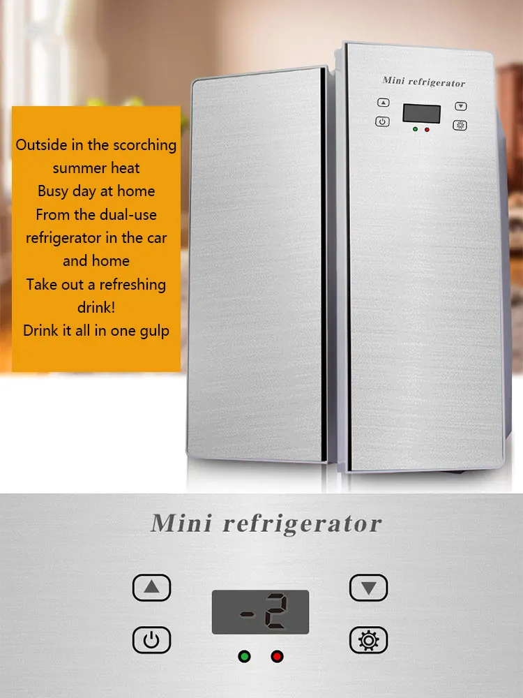 Double-door Mini Refrigerator 13 Bottles 30 Can Cooler/Cabinet Beverage Fridge Low Noise 25LCompressor For Home Car Offices Dorm