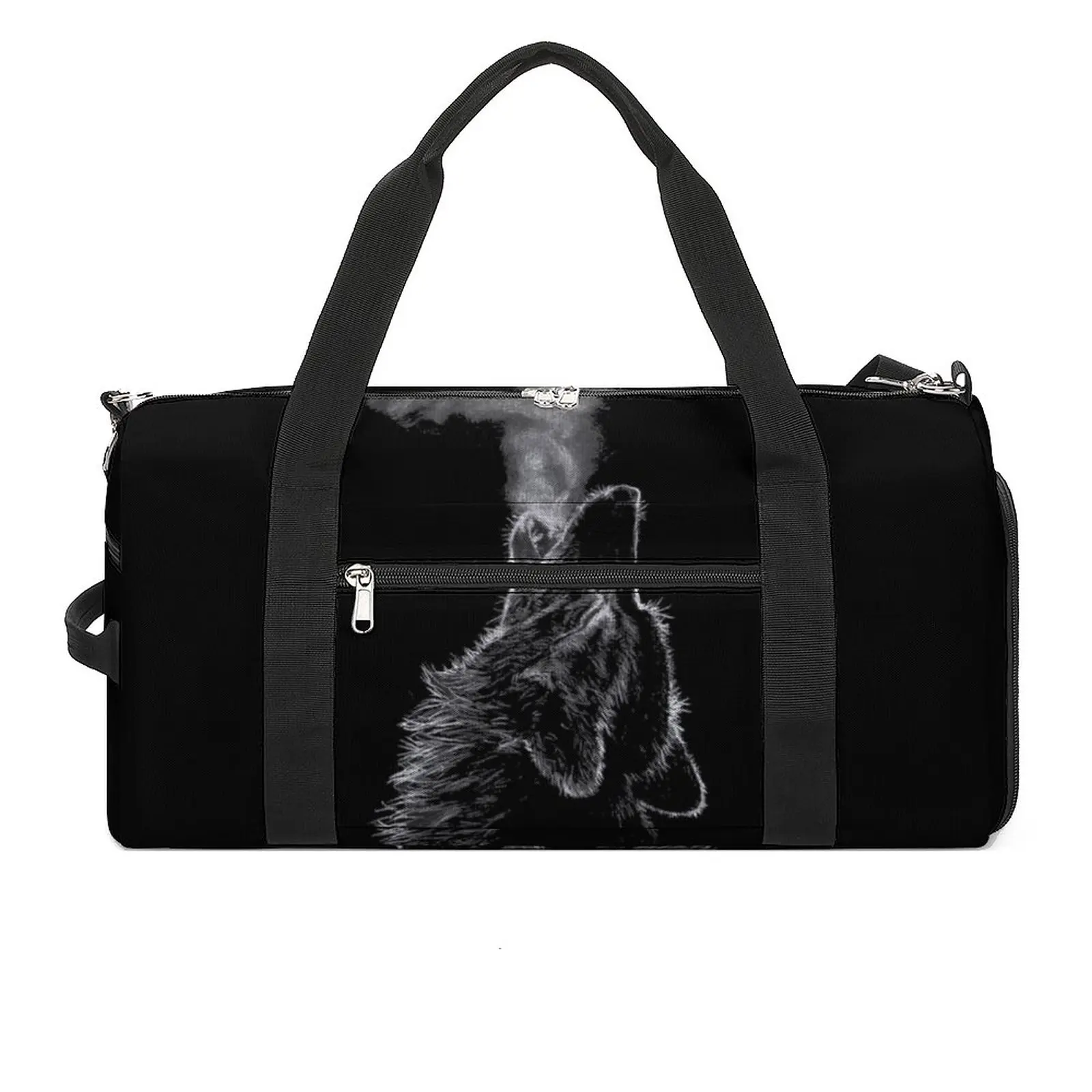 Gym Bag Wolf Breath Sports Bag Gym Accessories Wild Animal Silhouette Weekend Custom Handbag Vintage Travel Training Fitness Bag