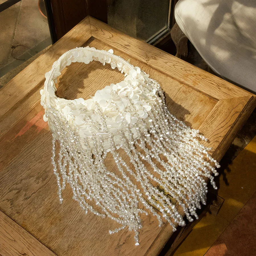 

Изысканная женская сумка-клатч с бисером, пайетками и кисточками, в стиле французской моды, с текстурной отделкой, для торжественных мероприятий