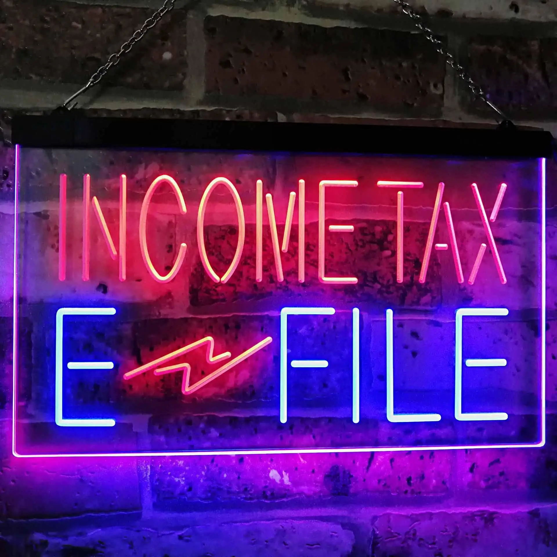 Income Tax. E-File. Service Dual Color Led Neon Sign st6-j2694