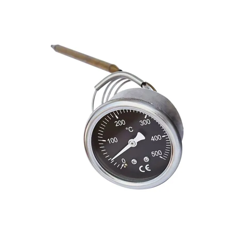 WY-60Z Expansion Thermometer Capillary Stainless Gauge With U Clip Max 500℃ Pressure Type Pipeline Temp Test Hardware