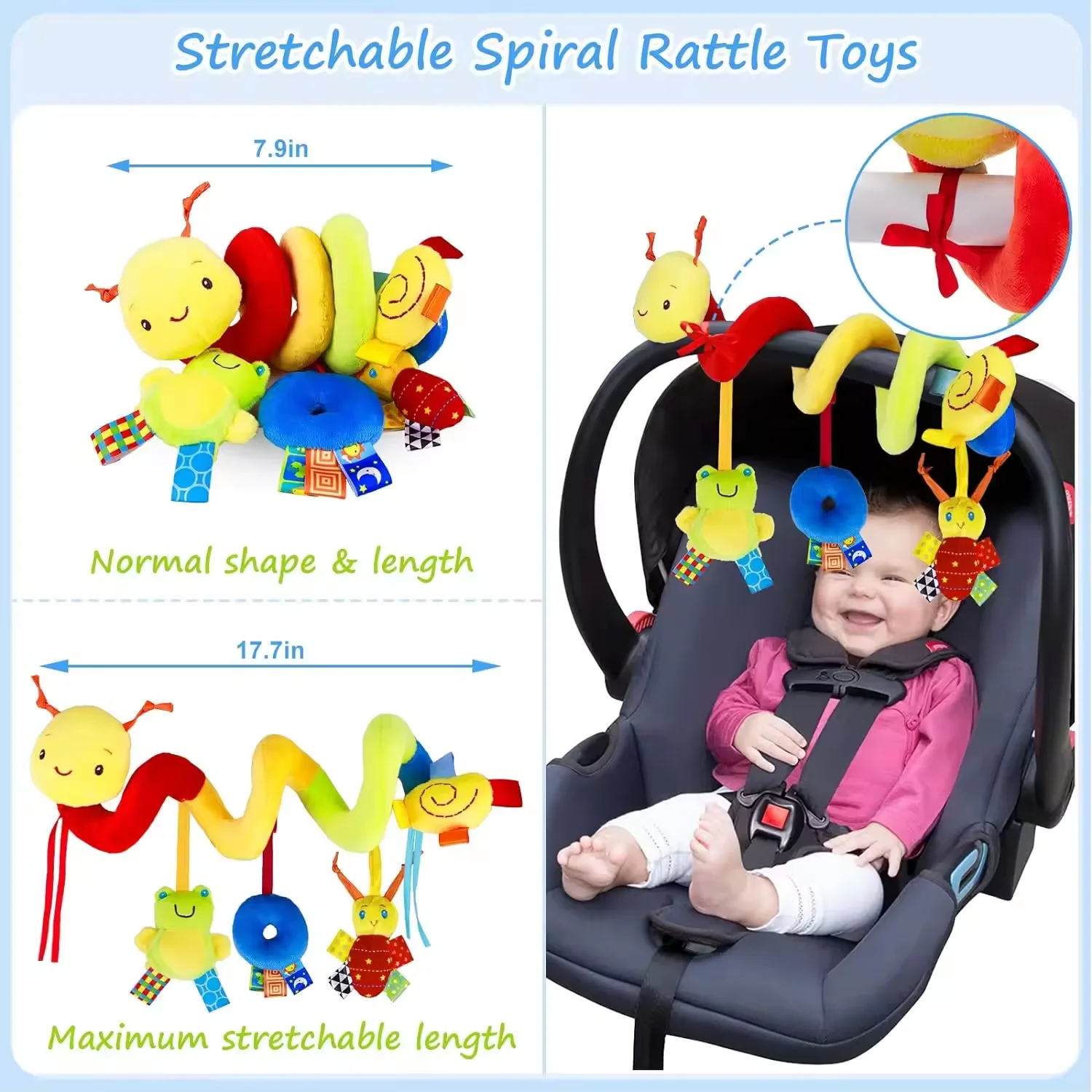 Cute Baby Crib Hanging Rattles Educational Toys Car Seat Toy Soft Mobiles Stroller Crib Spiral Toy Pram Hanging Dolls Baby Gift