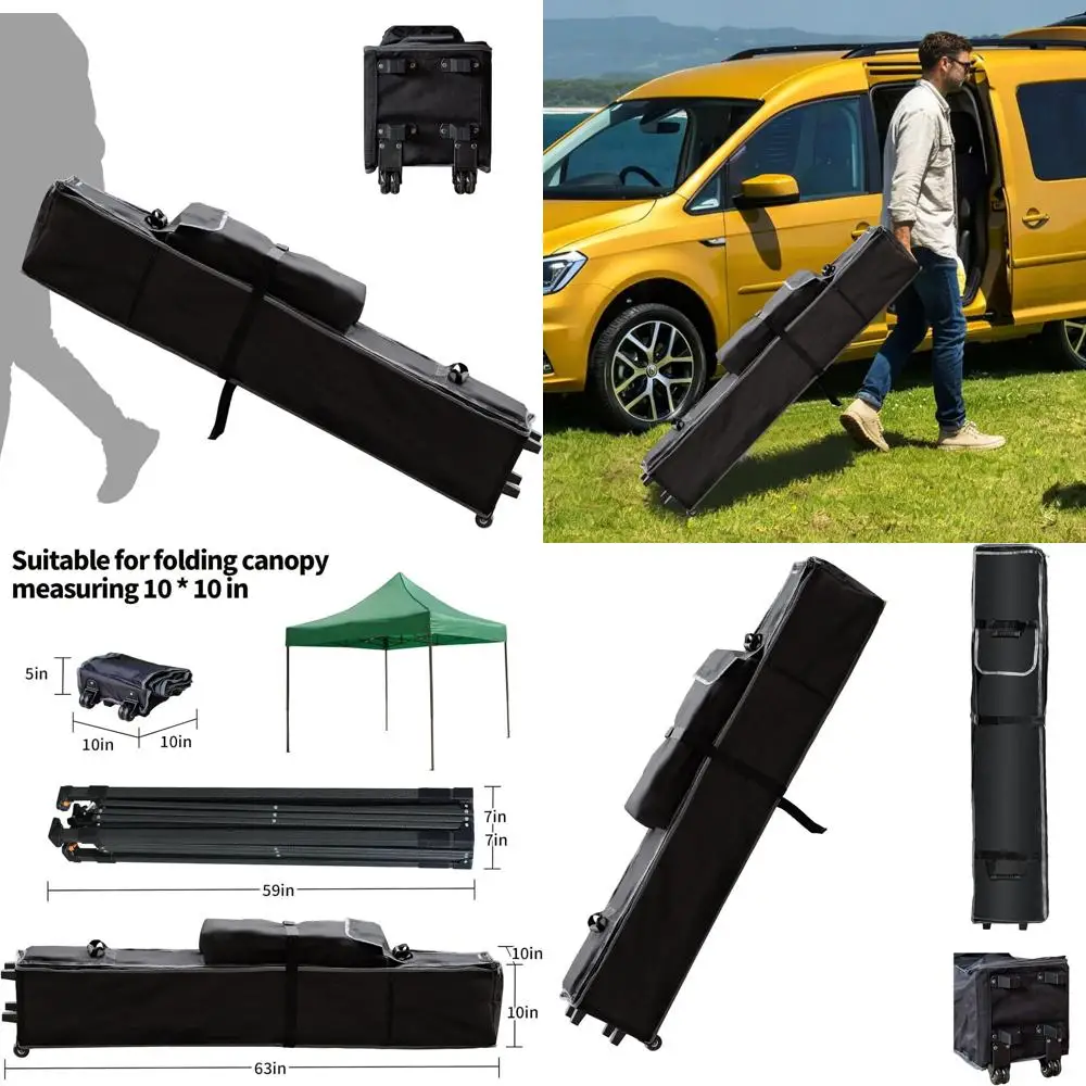 

10 x 10 x 62 inch Up Bag, Tent Storage Bag Replacement Part Outdoor Carrying Case with Handles and Rollers 800D Waterproo rd abr