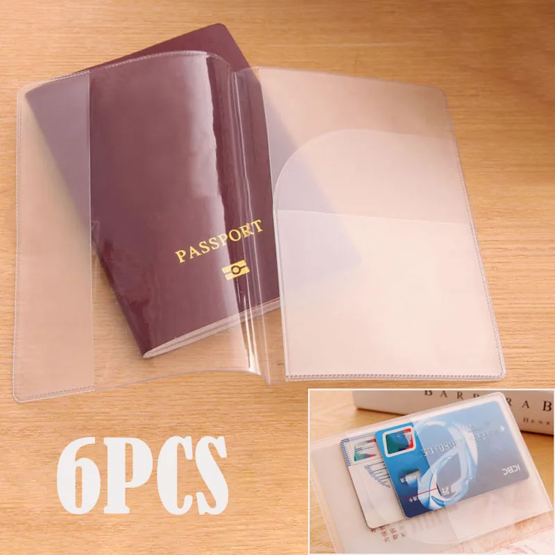

6pcs Travel Waterproof Dirt Passport Holder Cover Wallet Transparent PVC ID Card Holders Business Credit Card Holder Case Pouch