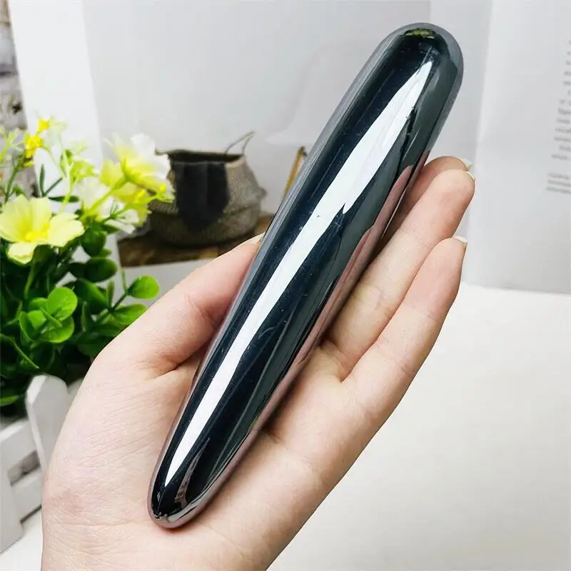 Large Size Natural Terahertz Crystal Massage Penis Wand Gemstone Yoni for Women Health Smooth Polished Fengshui Decor