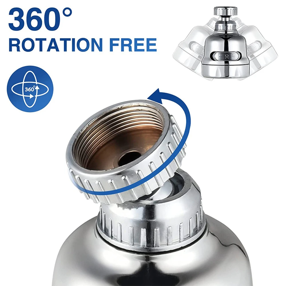 360 Degree Kitchen Faucet Aerator Adjustable Swivel Three Mode Sprayer Filter Diffuser Water Saving Bath Nozzle Faucet Connector