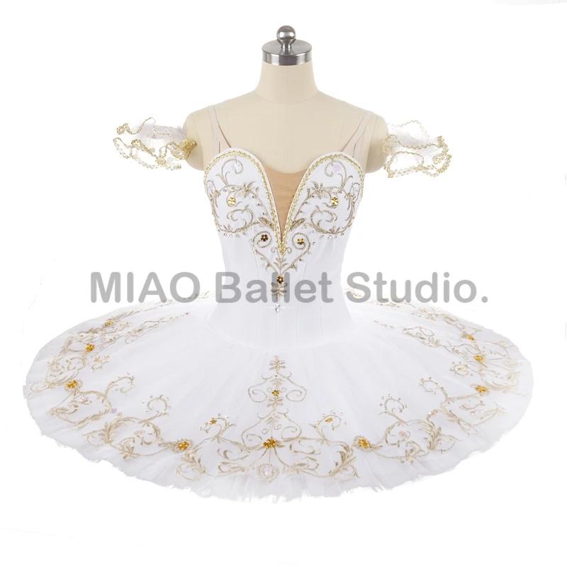 

Paquita Women Professional ballet Pancake Tutu Competition white gold Classical ballet costume performance adult 0230