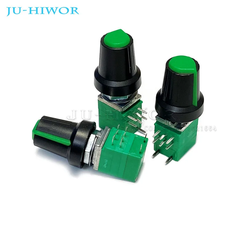 5Sets Rv097gs 8pin Dubbele Gekoppelde Potentiometer Met Schakelaar Audio B 10K 50K 100K Rv097 As 15Mm Eindversterker Afdichting & Knop