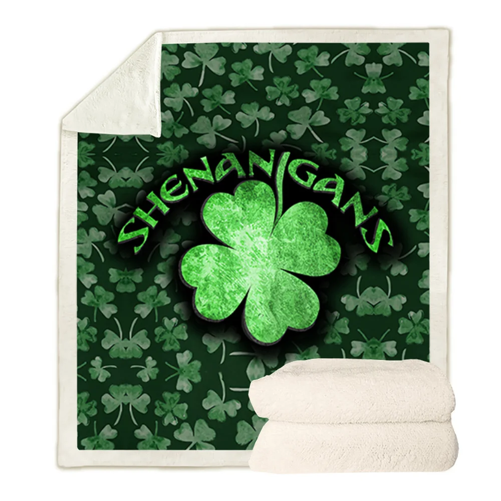 CLOOCL Newest Irish St.Patrick Day Blanket Print Four Leaf Clover Spring Blanket Bedspread Hiking Picnic Blanket Drop Shipping