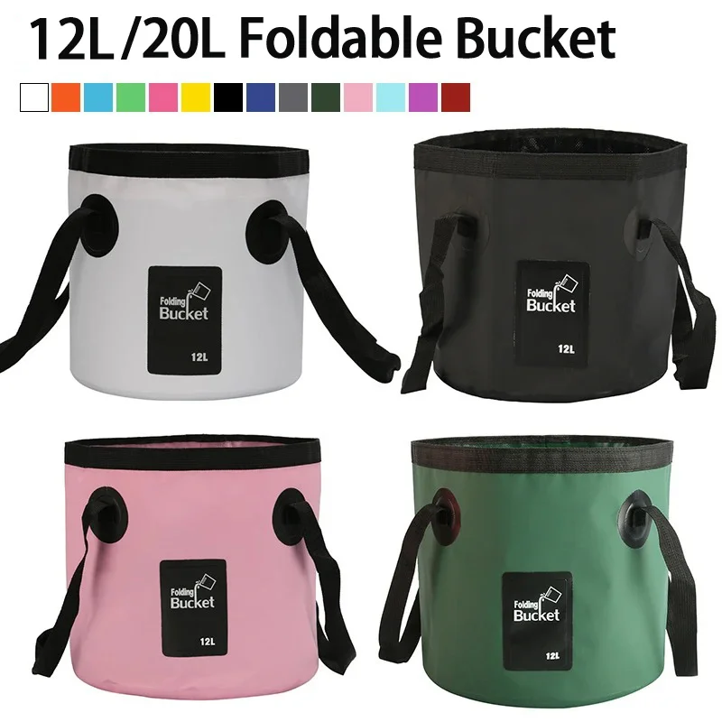 12L 20L Portable Waterproof Water Bag Folding Bucket Water Storage Container Carrier Bags For Fishing Camping Hiking