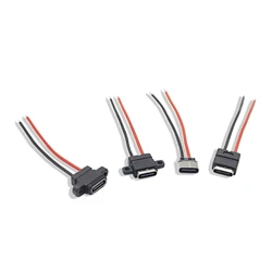 waterproof USB Type-C 3.1 2 Pin Female Socket Welding Wire Connector 180° 90°Interface Apapter For DIY repair Charging port V27