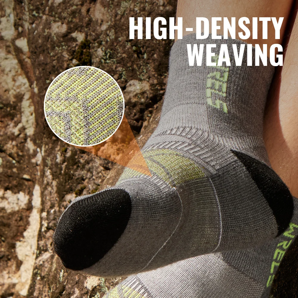 WRELS 1/2/3 أزواج ميرينو الصوف الكاحل المشي لمسافات طويلة الجري الجوارب ضغط دعم وسادة سميكة الرطوبة فتل تنفس الجوارب #4