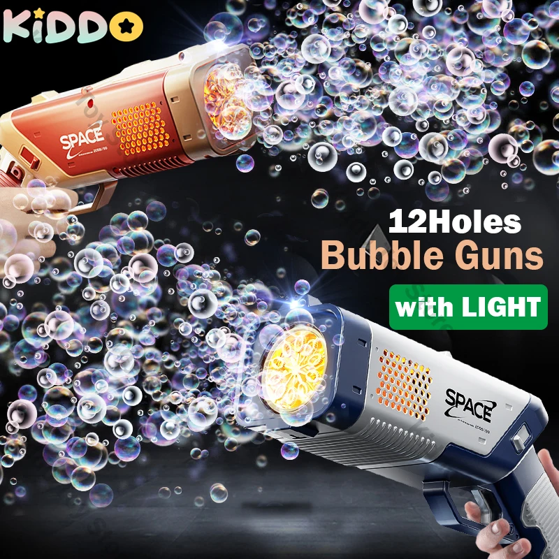 Electric Bubble Gun Rocket Guns Automatic Luminous Machine Blower Soap Soap Bubbles Magic Gifts Bathroom Outdoor Toys For Child