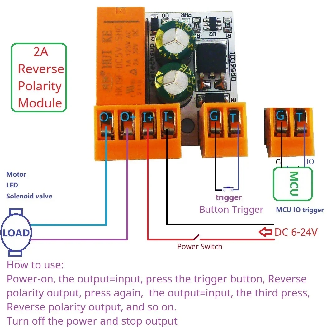 2A Pluggable Terminal Motor Forward Reverse Self-locking Controller DC Polarity Reversal Circuit Bistable DPDT Relay Module