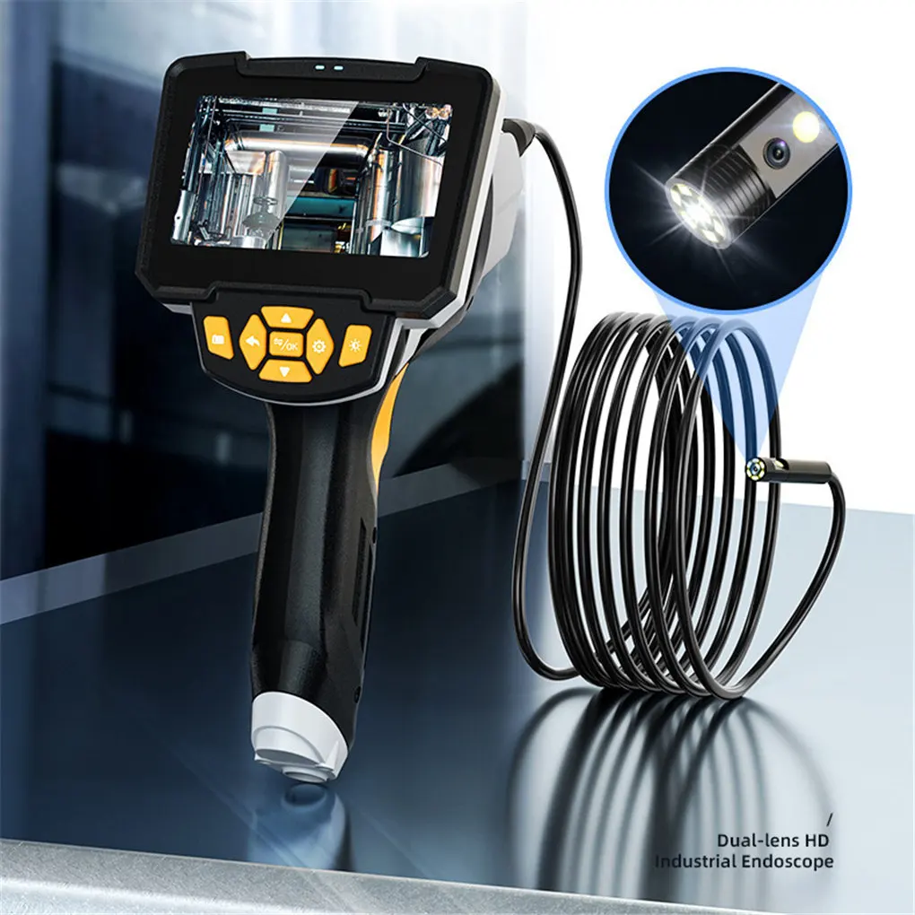 Handheld Endoscope Dual Lens Endoscopic Camera 4.3-inch HD LCD Waterproof Inspection Endoscope, 5m