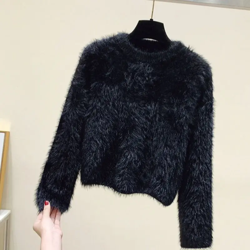 Fuzzy Sweater Pullover Women Soft Plush Solid Color Simple Sweater White Mink Fur Sweet Loose-Fit Warm Sweaters Knitwear Jumpers 3 Fuzzy Sweater Pullover Women Soft Plush Solid Color Simple Sweater White Mink Fur Sweet Loose-Fit Warm Sweaters Knitwear Jumpers 3