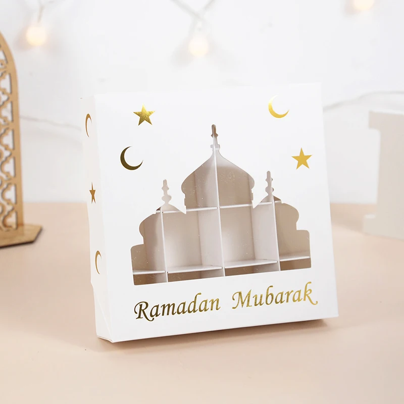 Clear Window Eid Mubarak Gift Box Candy Cookie Chocolate Packaging Boxes Ramadan Decoration Home Islamic Muslim Party Decor 2024