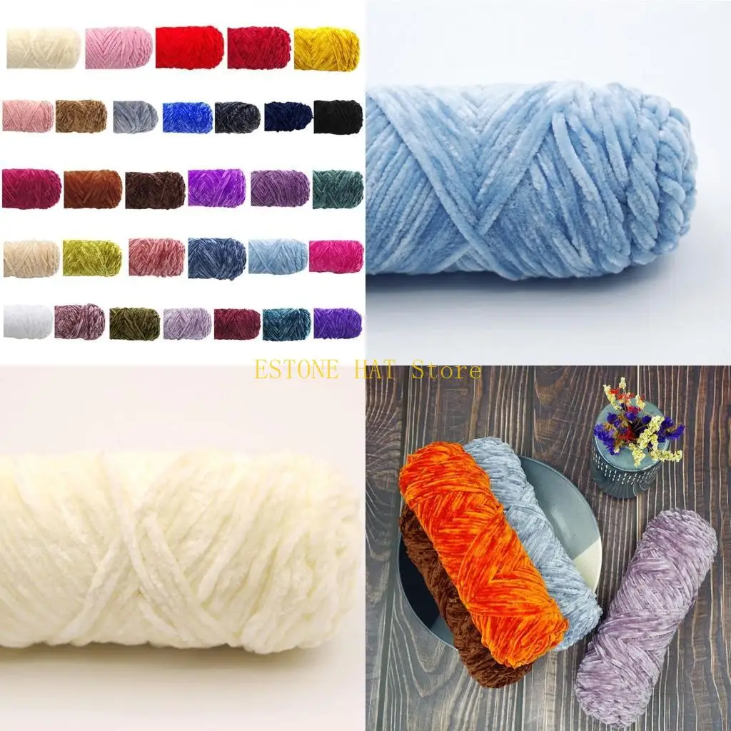 

49MF Chenille Yarn for Hand-Knitted Thick Faux Wool Crochet Thread DIY Craft Scarf Sweater Knitting Supplies
